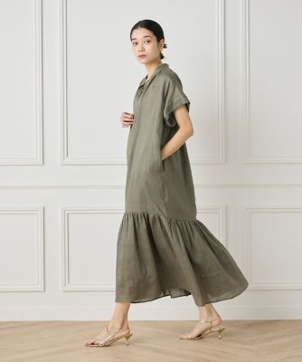 リネンギャザーデザインワンピース（７１５２１２１００４）
