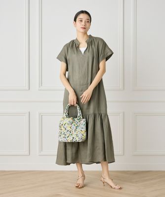 《大きいサイズ》リネンギャザーデザインワンピース（７１５２１２１８０４）