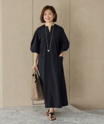 《大きいサイズ》ランタンスリーブワンピース《三尋木奈保コラボ》（７１５２１２１８１３）