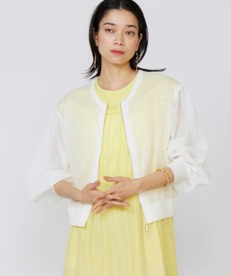 ＜INED L (Women/大きいサイズ)＞《大きいサイズ》シアーニットジップアップカーディガン（７１５２１７８８２５）