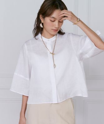 ＜INED L (Women/大きいサイズ)＞《大きいサイズ》リネンコクーンスリーブブラウス（７１５２１８１８０５）