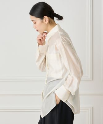 ＜INED L (Women/大きいサイズ)＞《大きいサイズ》《ＷＥＢ限定カラー》オーガンジーシアーシャツ（７１５２１８１８０６）