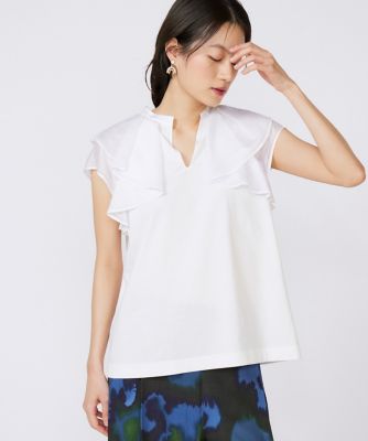 ＜INED (Women)＞ラッフルカラードッキングプルオーバー（７１５２１９００２８）