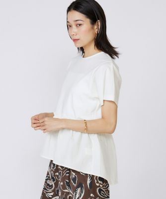 ＜INED L (Women/大きいサイズ)＞《大きいサイズ》ドッキングペプラムカットソー（７１５２１９０８２１）