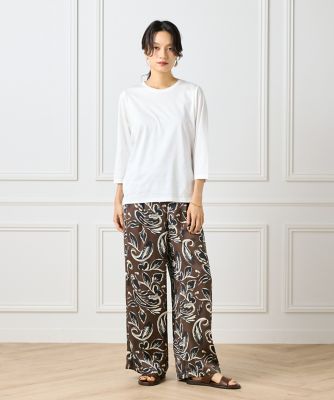 【JURGEN LEHL】綿100% リーフ柄カットソー インディゴ JURGEN LEHL】綿100% リーフ柄カットソー インディゴ トップス