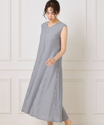 大きいサイズ》ストライプフレアカットワンピース