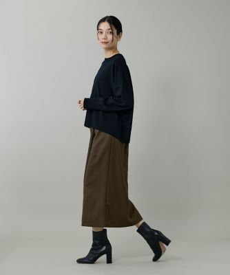 【 新品未使用 】koll フェイクファー タイトスカート M - L ネイビー 大きいサイズ》ライトカルゼ ラップ風タイトスカート