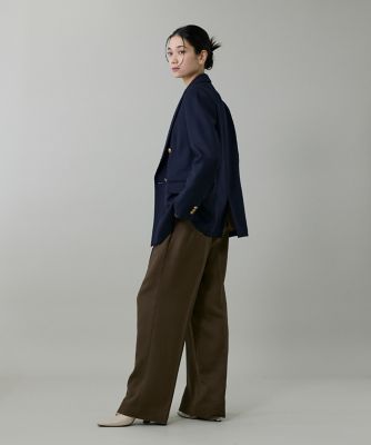 大きいサイズ》ライトカルゼ ツータックワイドパンツ
