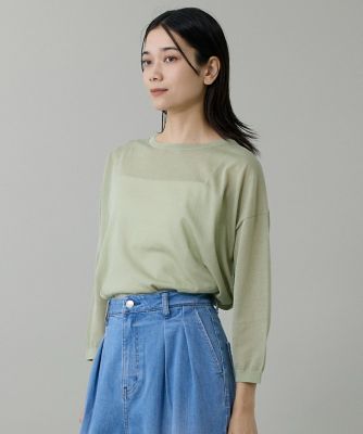 ねいまーる 袖透かし編み ニットプルオーバー 大きいサイズ M L LL 3L