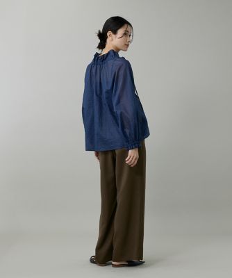 シャドーボーダーフリルボウタイブラウス（7153182011