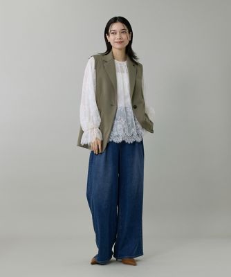 美品 イネド 2,4万円 テントブラウス ノーカラーブラウス INED Z229 美品 イネド 2,4 テントブラウス ノーカラーブラウス INED Z229