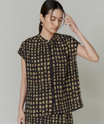 ＜INED L (Women/大きいサイズ)＞《大きいサイズ》デフォルメチェックプリントブラウス（７１５３１８２８０８）