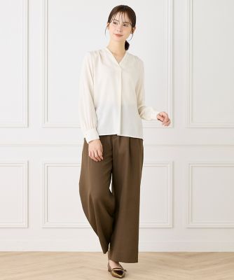 大きいサイズ》Vネックブラウス（7153182810） | INED L