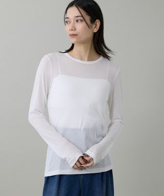 ＜INED L (Women/大きいサイズ)＞《大きいサイズ》クルーネックテレコカットソー（７１５３１９０８０５）