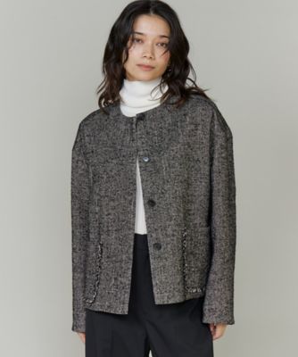 未使用品 TSUHARU ヘリンボーン 麻ウールノーカラーショートコート TSUHARU ヘリンボーン 麻ウールノーカラーショートコート - メルカリ