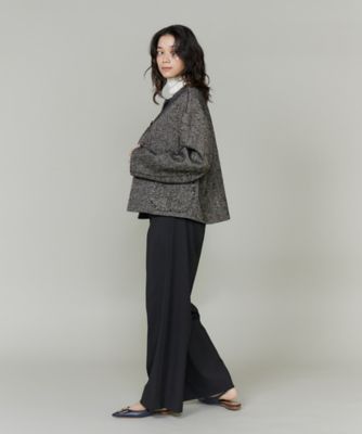 ヘリンボーン柄ノーカラーショートコート（7154112002