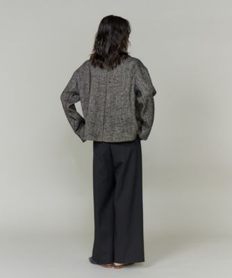 ヘリンボーン柄ノーカラーショートコート（7154112002