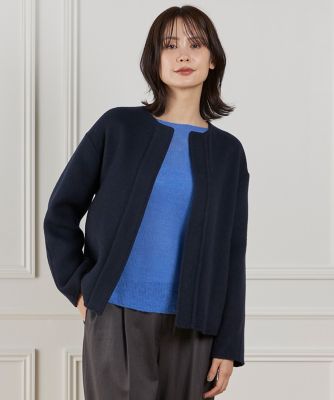 大きいサイズ》ノーカラーショートコート（7154112810