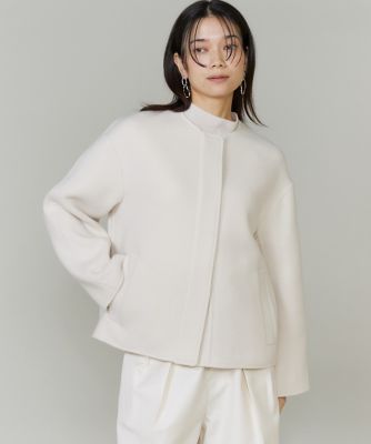 ＜INED L (Women/大きいサイズ)＞《大きいサイズ》ノーカラーショートコート（７１５４１１２８１０）