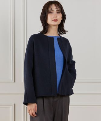 大きいサイズ》ノーカラーショートコート（7154112810