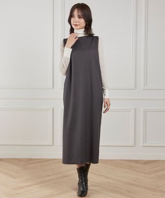 ＜INED L (Women/大きいサイズ)＞《大きいサイズ》ボートネックワンピース（７１５４１２１８０９）