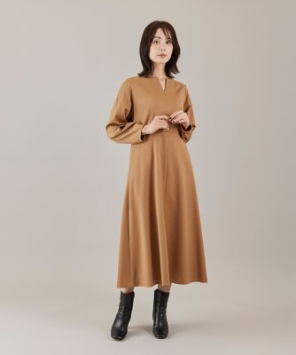 値下げは金額提示してください　パネルボーダー&amp;キーネックロングワンピ 大きいサイズ》キーネックワンピース （7154121810） | INED