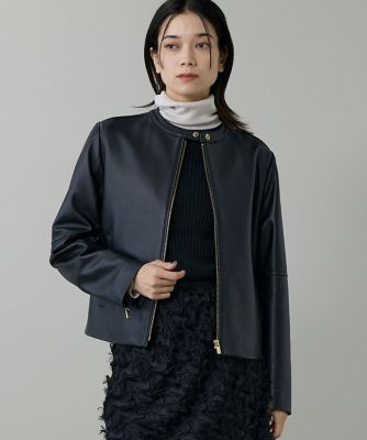＜INED (Women)＞ラムレザー　ジップアップブルゾン（７１５４１４３００１）