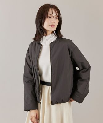 ＜INED L (Women/大きいサイズ)＞《大きいサイズ》ノーカラー中綿ブルゾン　（７１５４１４４８０８）