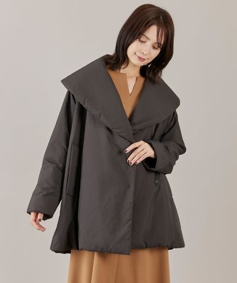＜INED L (Women/大きいサイズ)＞《大きいサイズ》ショールカラーミドル丈中綿コート（７１５４１４４８０９）