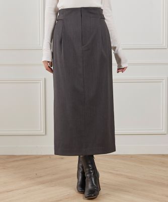 ＜INED L (Women/大きいサイズ)＞《大きいサイズ》ベルテッドスカート（７１５４１５２８２１）