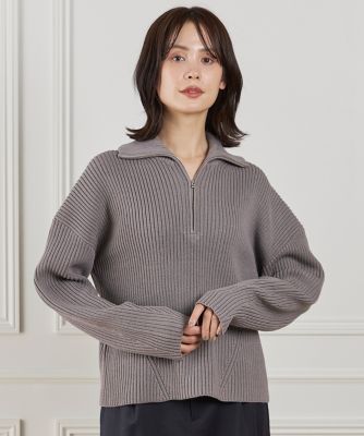 ハーフジッププルオーバーニット（7154170051） | INED