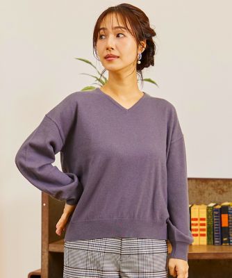 ウール100％Vネックニット（7154170703） | INED (Women