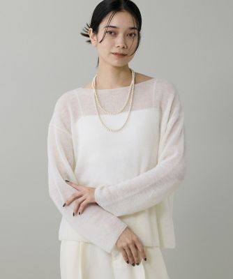 ＜INED L (Women/大きいサイズ)＞《大きいサイズ》アルパカ混　片畦ボートネックプルオーバー（７１５４１７０８２３）