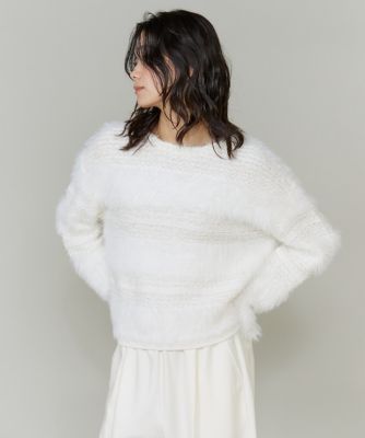 ＜INED L (Women/大きいサイズ)＞《大きいサイズ》フェザーヤーンプルオーバー（７１５４１７０８５９）