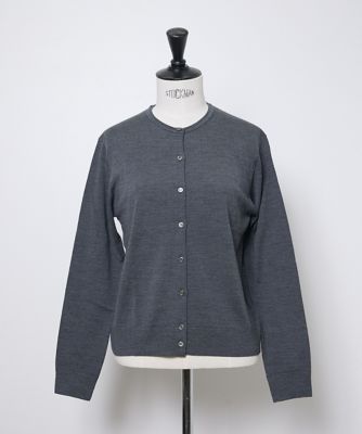 パフスリーブクルーネックニットカーディガン | m，i，d， navy/エム