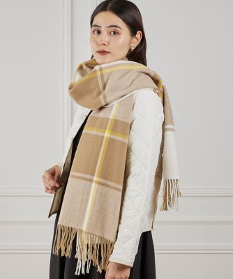 チェック柄ウール100％ストール（7154283602） | INED