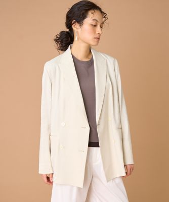 ＜INED (Women)＞リネンダブルブレストジャケット《ＰＯＮＴＥＲＯＲＴＯ》（７１６０１４１０１３）
