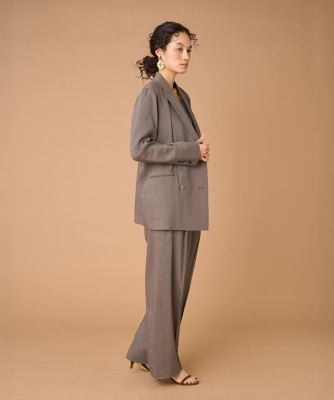 YVES SAINT LAURENT リネン ダブルブレスト ショートジャケット セットアップ】リネン混ダブルブレストジャケット