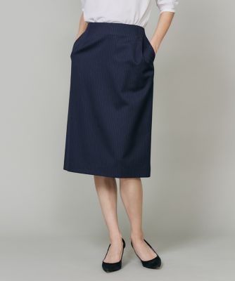 ＜INED (Women)＞シルクウールストライプペンシルスカート（７１６０１５２００１）