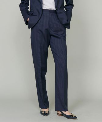 ＜INED (Women)＞シルクウールストライプセンタープレスパンツ（７１６０１６１００１）