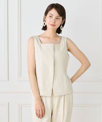 ＜INED (Women)＞リネンスクエアネックジレ《ＰＯＮＴＥＴＯＲＴＯ》（７１６０１８２０１３）