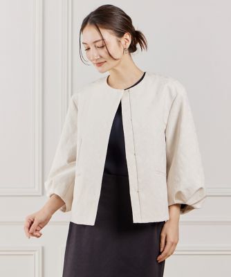 ＜INED (Women)＞ジャカードノーカラージャケット（７１６１１４１００４）