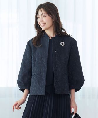 大きいサイズ》ジャカードノーカラージャケット（7161141804