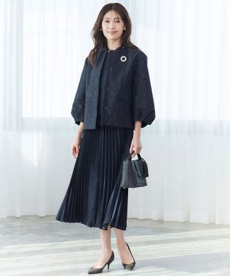 大きいサイズ》ジャカードノーカラージャケット（7161141804