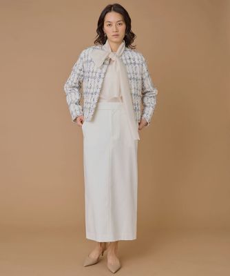 大きいサイズ》ノーカラーツイードジャケット《LINTON