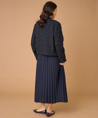 大きいサイズ》ノーカラーツイードジャケット《LINTON