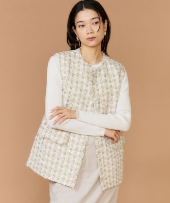 ＜INED L (Women/大きいサイズ)＞《大きいサイズ》ツイードジレ（７１６１１４１８０７）