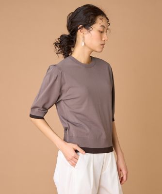 ＜INED (Women)＞クルーネック５分袖ニット（７１６１１７００１１）