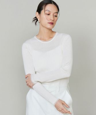 ＜INED L (Women/大きいサイズ)＞《大きいサイズ》シアードッキングリブニット（７１６１１７０８０２）