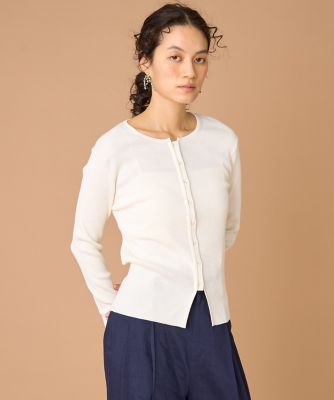 ＜INED (Women)＞シルクコットンクルーネックリブカーディガン（７１６１１７８００１）